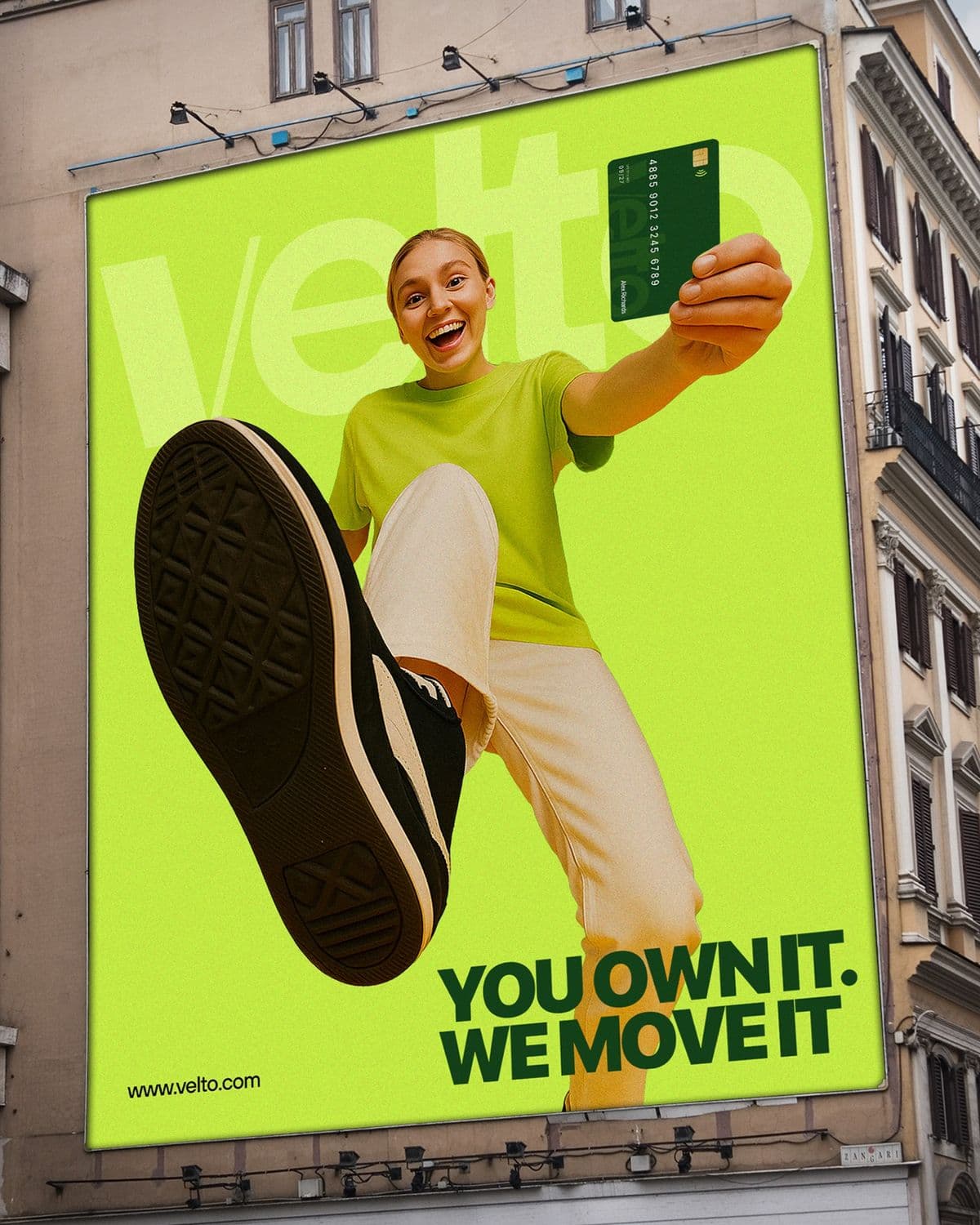 Billboard mock-up on a city building