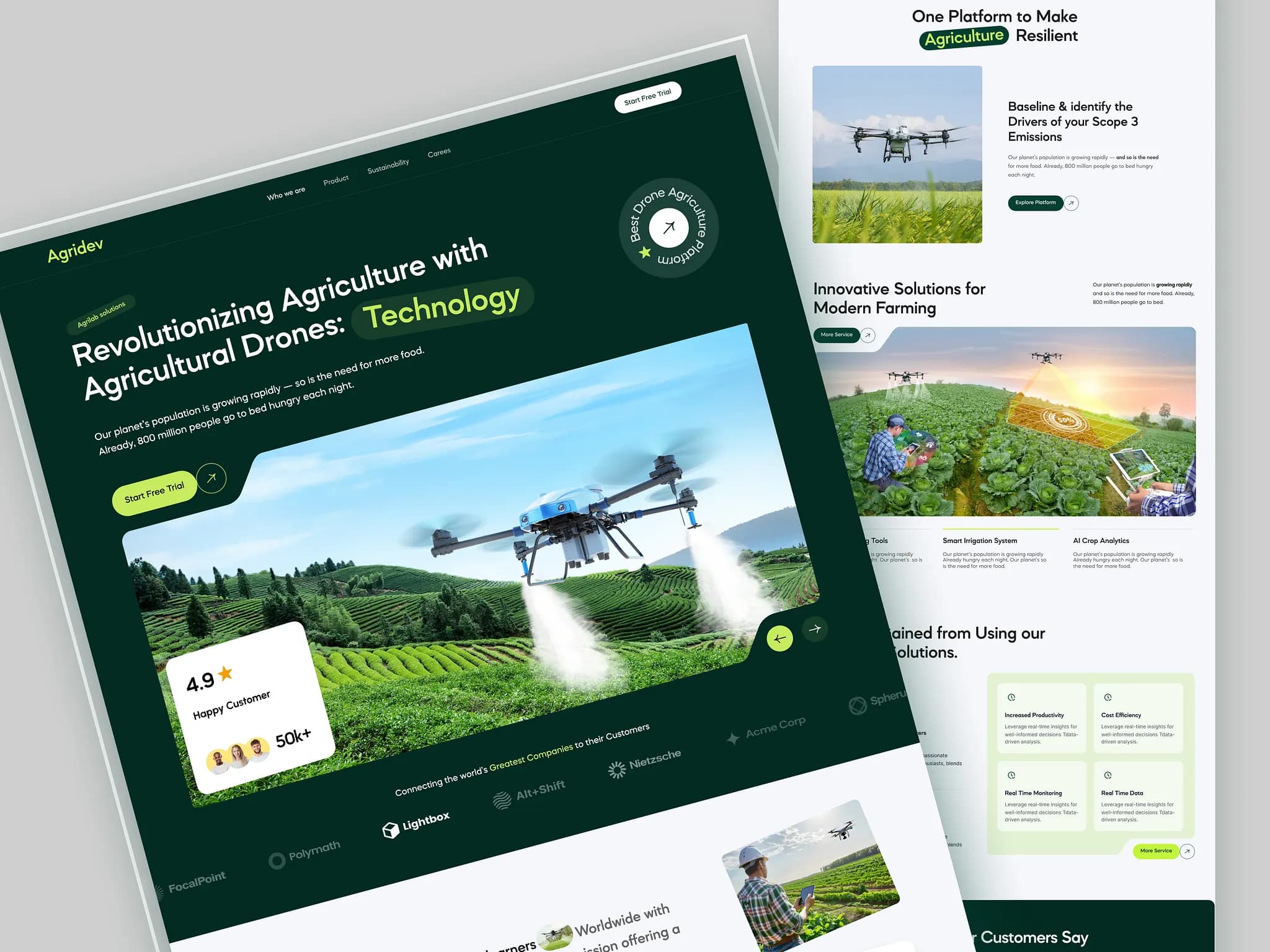 Agriculture-tech website landing page
